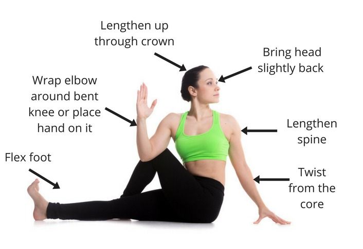 Regular practice of seated spinal twist can correct slouching. It can also correct rounded shoulders