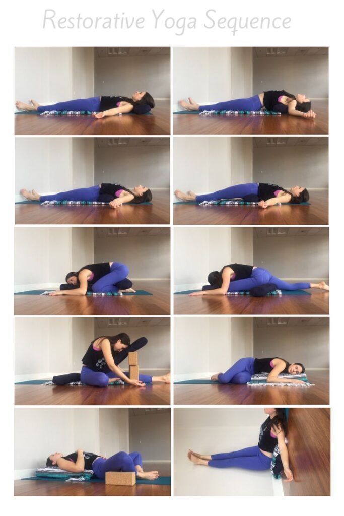 Restorative yoga is simple. Essentially, you rest in comfortable positions for long periods. Unlike active yoga, this focuses on releasing tension